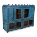 Vitrinenschrank Shabby Chic Altholz blau 6 Türen