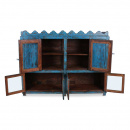 Vitrinenschrank Shabby Chic Altholz blau 6 Türen