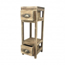 Beistelltisch Vintage Holz 2 Schubladen Nachtkommode 98 cm