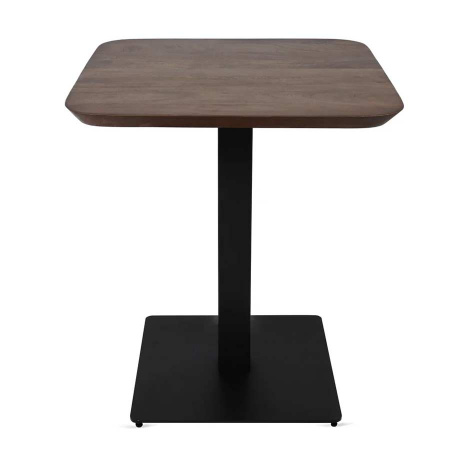 Gastro Esstisch Holzplatte Walnuss mit Metallfuß 80 cm