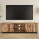 TV Board Mangoholz 4 Türen 2 offene Fächer 200 cm