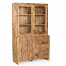 Vitrinenschrank Sope Mangoholz naturbelassen 130 cm