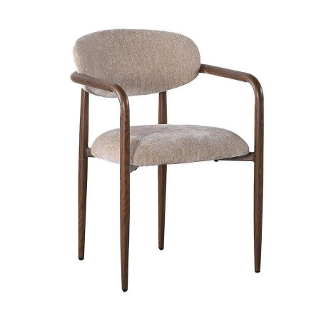 Polsterstuhl Soke harmonisch mit Armlehne Holzoptik Tan