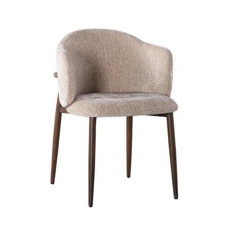 Stuhl gepolstert Soke Holzoptik Farbton Tan Japandi Stil