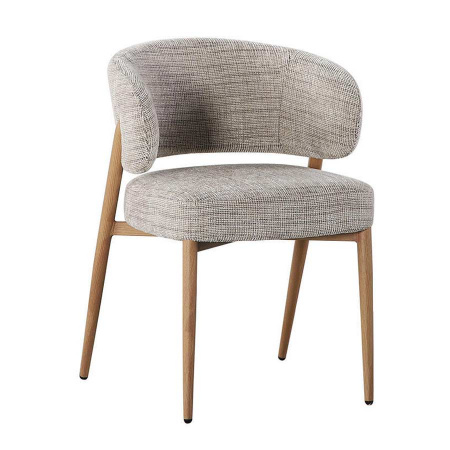 Gepolsterter Stuhl Soke extra Sitzkomfort Metallgestell Holzoptik hellbraun