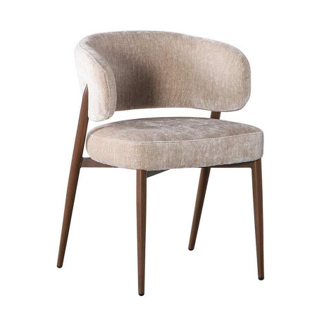 Gepolsterter Stuhl Soke extra Sitzkomfort Metallgestell Holzoptik Tan