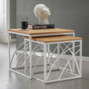 Design Set Beistelltische Wyld Wildeiche geölt Metallgestell weiss