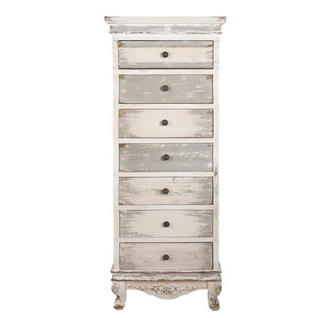 Holz Kommode Lay Shabby Chic 7 Schubladen versetzt