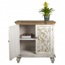 Shabby Chic Sideboard Holz weiss braun verzierte Türen