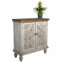 Shabby Chic Sideboard Holz weiss braun verzierte Türen