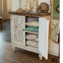 Shabby Chic Sideboard Holz weiss braun verzierte Türen