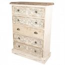 Shabby Chic Kommode Holz 5 Schubladen Schrank
