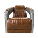 Lounge Armlehnen Sessel Flugzeug Alu Lederstyle braun