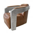 Lounge Armlehnen Sessel Flugzeug Alu Lederstyle braun