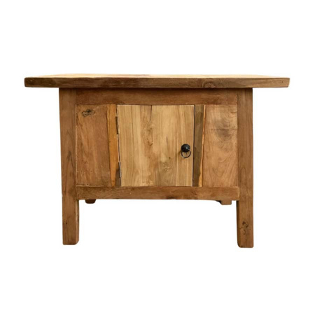 Teak Holz TV Sideboard mit Klapptür 80 cm