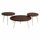 Sofa 3er Tisch Set Lori oval Metallfuss weiss Holzplatte