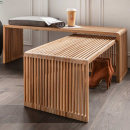 Holz Sitzbank Set Wody Teak recycelt Beistell Konsolen