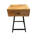 Industrial Nachttisch Holz Schublade Metallgestell