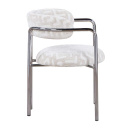 Art Deko Stuhl Stoff Maze Beige Metallgestell poliert