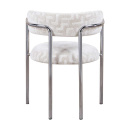 Art Deko Stuhl Stoff Maze Beige Metallgestell poliert