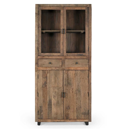 Vitrine Rook altes rustikales Holz 4 Türen 2 Schubladen