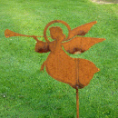 Edelrost Engel mit Trompete 50 cm Gartenstecker