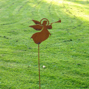 Edelrost Engel mit Trompete 50 cm Gartenstecker