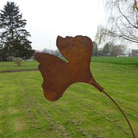 Gartenstecker Ginkgoblatt Aus Metall – Rustikale Rostoptik, Dekorativ Für Beet & Balkon
