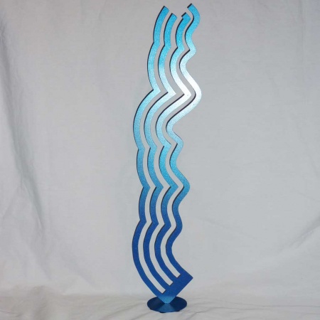 Kunst Metallobjekt Windharfe blau