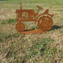 Traktor Deko Metall Trecker auf Bodenplatte