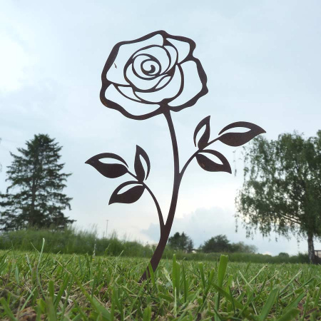 Rose aus Metall Deko Rose aus Metall Rose aus Schrott 60cm 