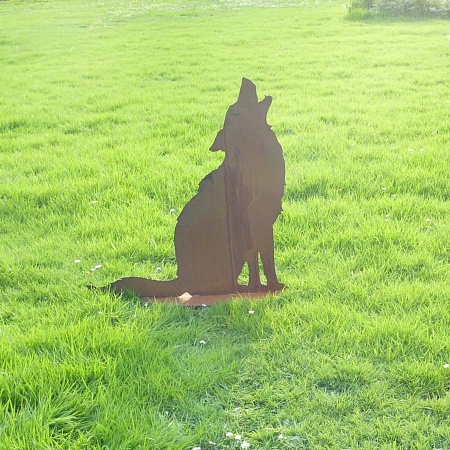 Gartenstecker Wolf 38,1 Cm – Metall, Schwarz, Outdoor-Deko Für Garten, Rasen & Terrasse
