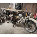 Motorrad Regal industrial Anrichte Metall Massivholz 260 cm