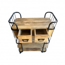 Vintage Trolley Anrichte Metallgestell 3 Ablagen und Holz Schubladen