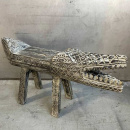 Holz Sitzbank Krokodil Ornamente schmal 100 cm