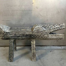 Holz Sitzbank Krokodil Ornamente schmal 100 cm