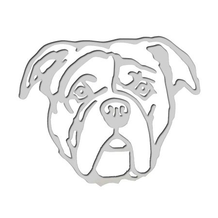 Bulldogge Edelstahl Dekofigur Wandbild