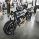 Design Motorrad Bar Tisch mit Flaschenkuebel