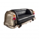 Auto Couch Vintage Leder schwarz Heckteil 160 cm