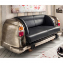 Auto Couch Vintage Leder schwarz Heckteil 160 cm