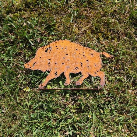 Edelrost Wildschwein-Set – Gartenstecker Mit Eber & 2 Frischlingen – Ca. 100x60 Cm & 60x35 Cm – Rustikale Gartendeko