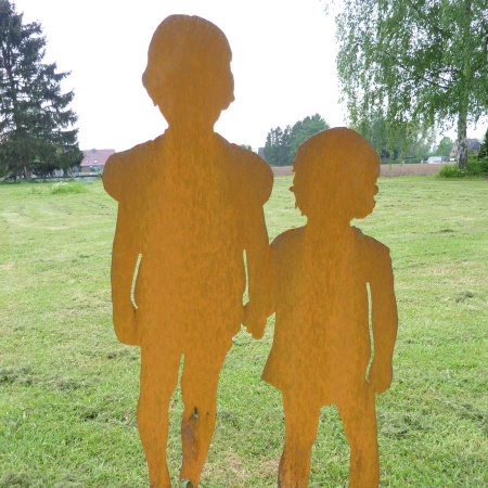 Metall Figuren Kinder an Hand 80x47 cm