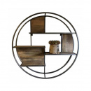 Vintage Holz Regal rund 80 cm Stahl Natur Rahmen