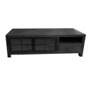 Holz TV Board Black Clif Glast&uuml;ren Metallrahmen 145 cm